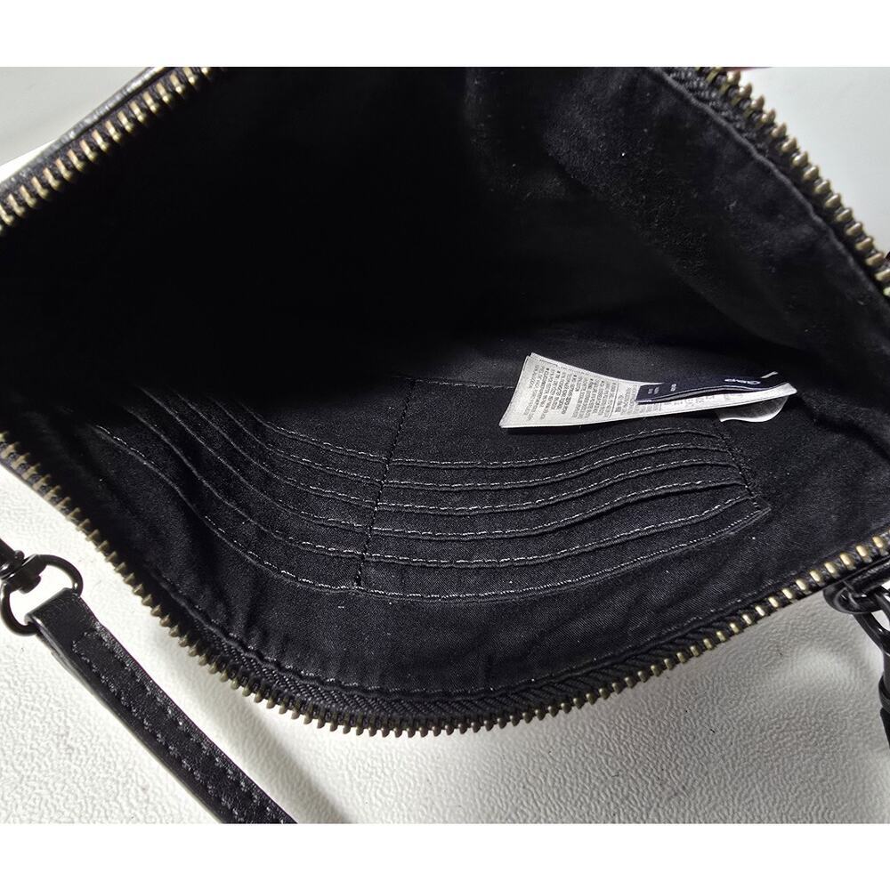GAP Small Black & Gray PYTHON PRINT Textured Leather Slim Crossbody Shoulder Bag - Picture 9 of 11